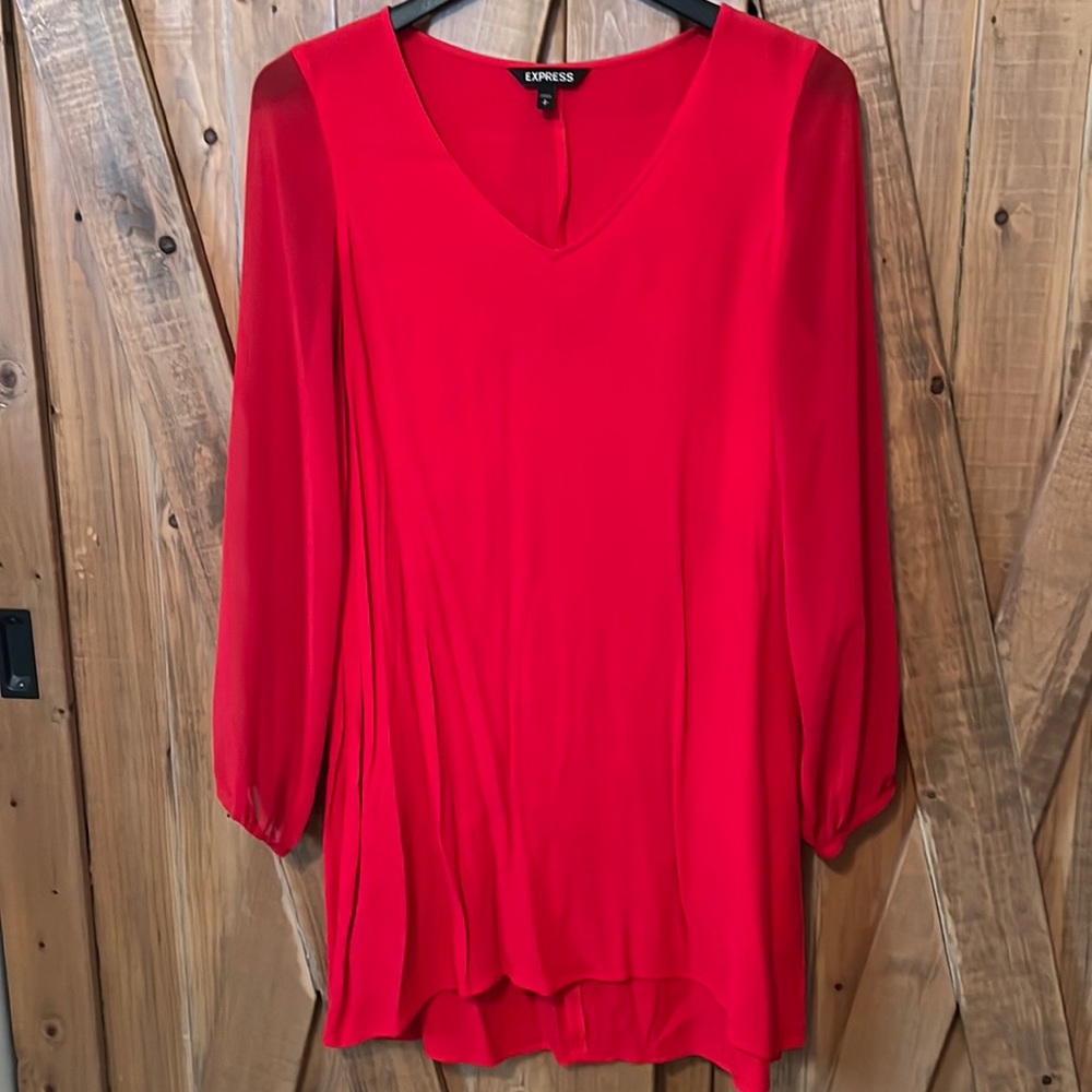 Express v neck dress with sheer sleeves